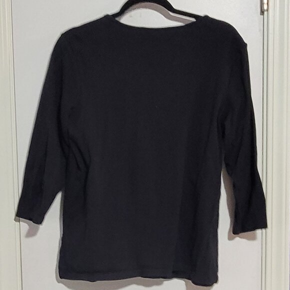 FESTIVE MCBLING JEWELED SNOWMAN SNOWFLAKES BLOUSE TOP EUC L - Picture 3 of 8